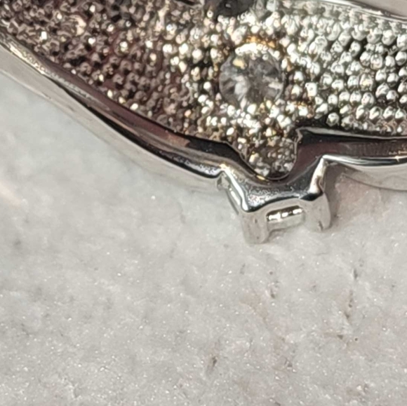 Moissanite 3 stone ring, sterling silver,  size 9 - Picture 6 of 9